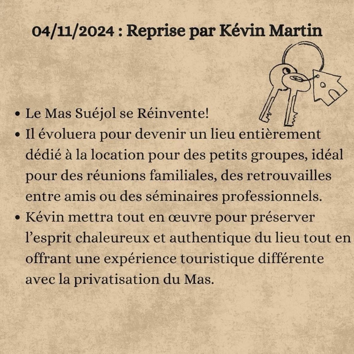 4 novembre 2024 - Reprise par Kévin Martin